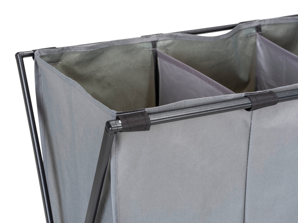 Panier à linge Trio XL Gris  avec trois compartiments