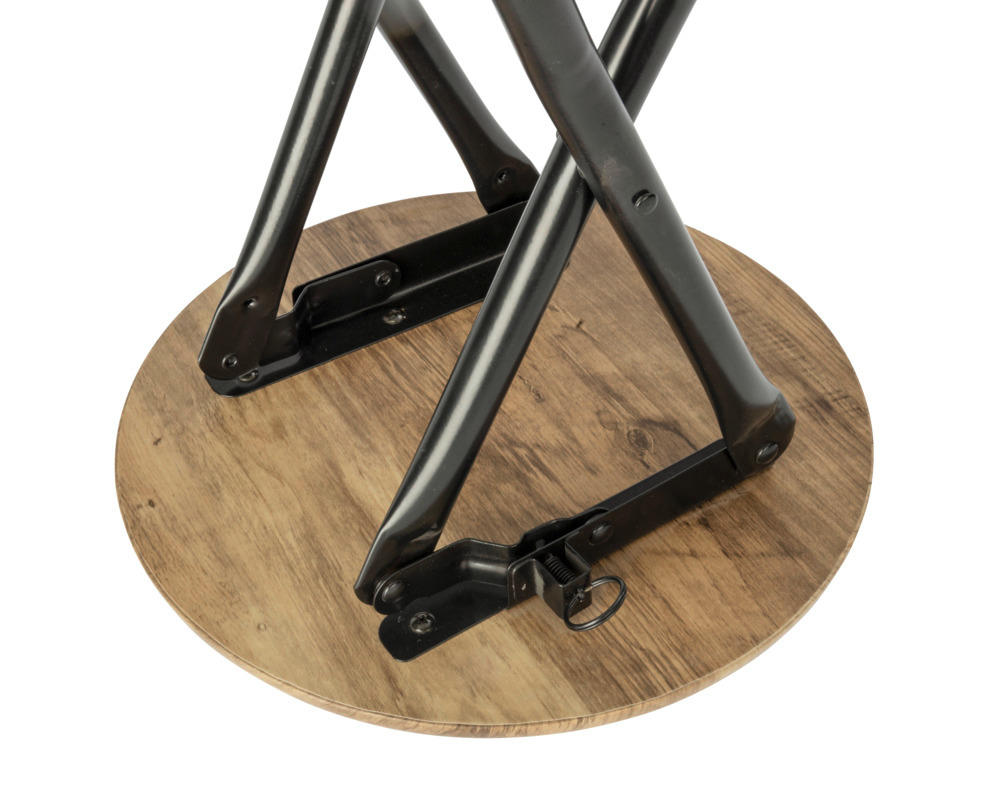 Tabouret d'appoint, tabouret pliablen acier noir et assise en bois, Forio ø30x46 cm  Taboutet d'appoint, bout de canapé