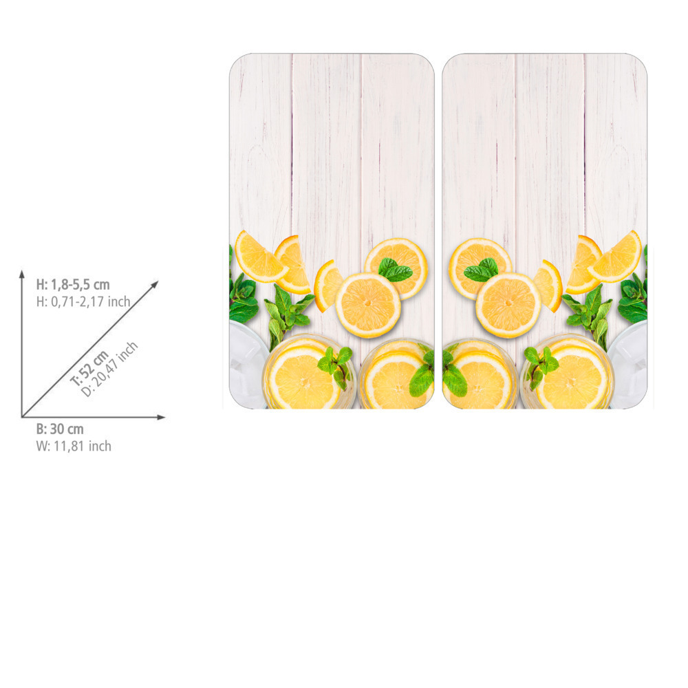 Protège-plaque universel Citrons  set de 2, pour tous les types de cuisinières