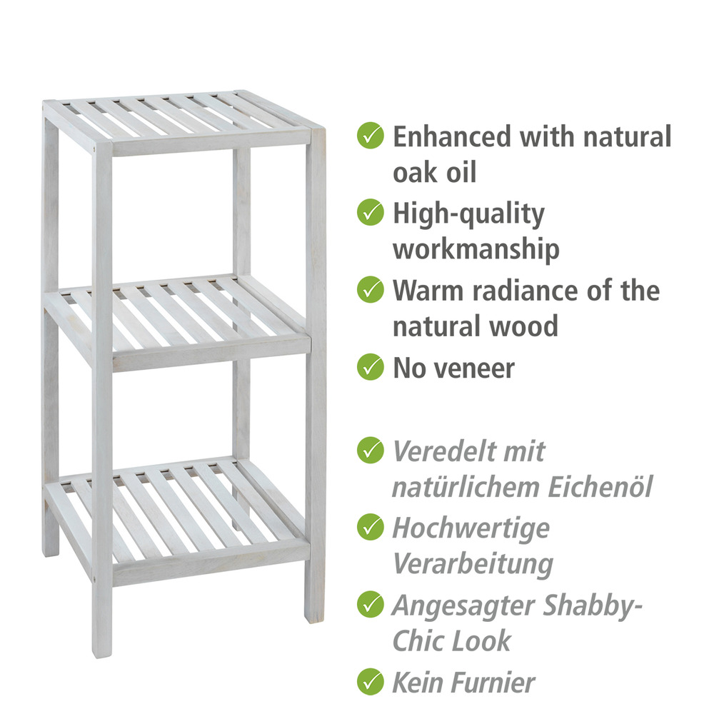 Etagère rangement bois Norway à 3 niveaux naturel blanc  en bois de noyer massif