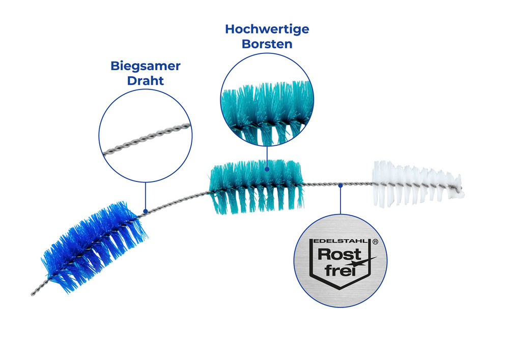 Nettoyeur 3 brosses pour tuyaux d´écoulement  pour tous les écoulements courants dans le commerce