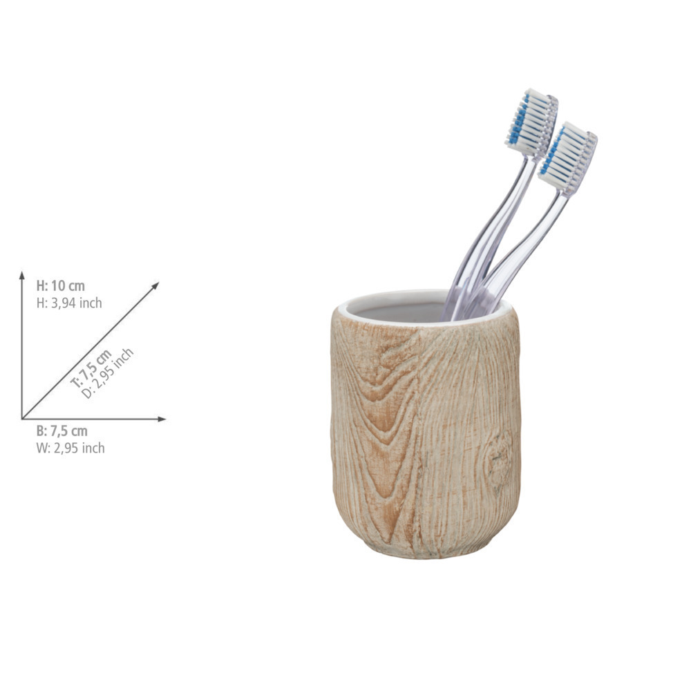 Set d'accessoires de salle de bain Florio, 3 pièces  en céramique à l'aspect bois