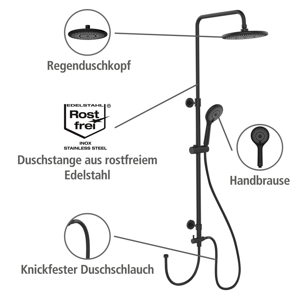 Ensemble pommeau, barre de douche et flexible Softwater  Raccordement facile à la robinetterie existante ou au coude de raccordement mural