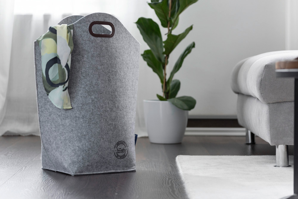 Panier à linge Feutre gris  sac à linge, 42 l