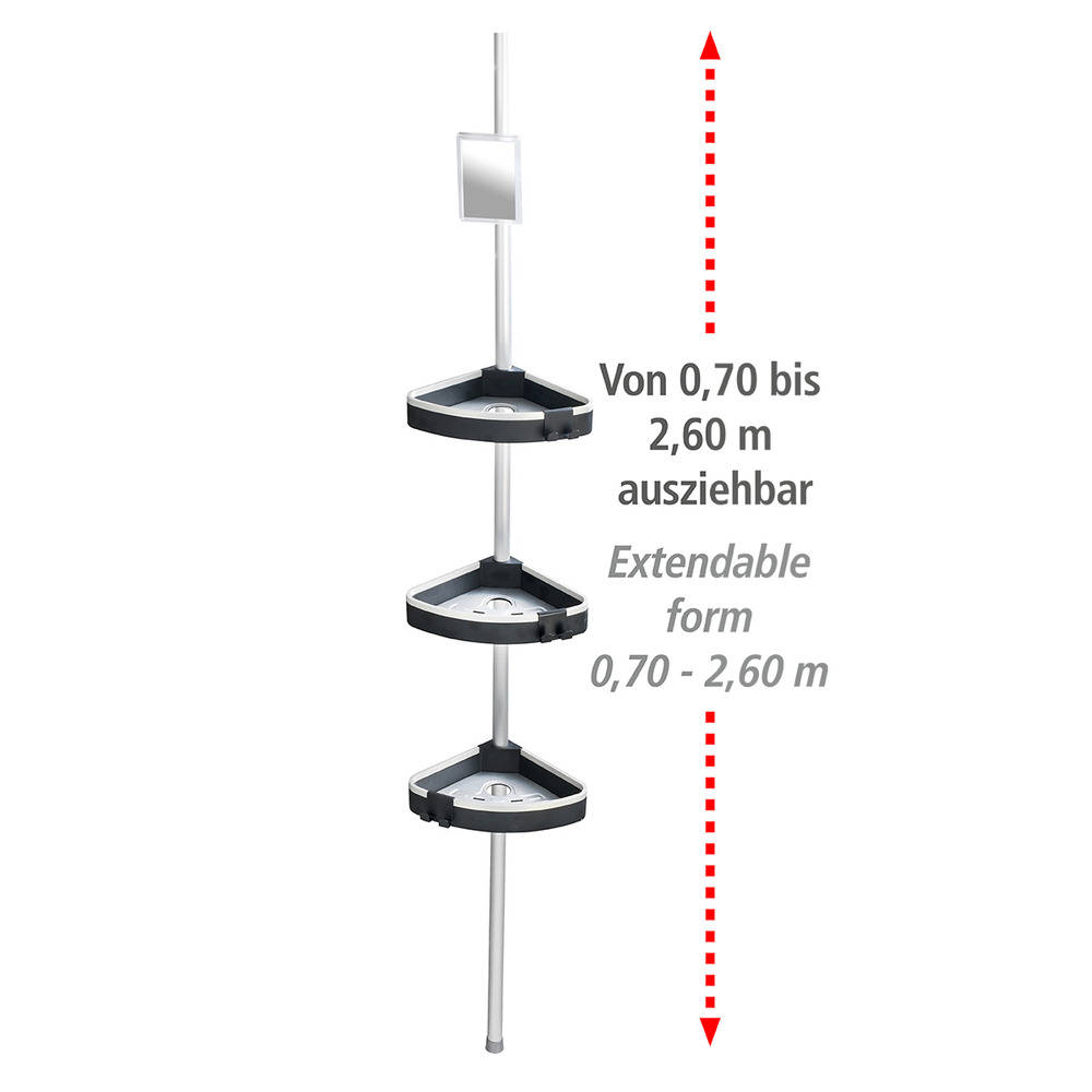 Étagère de douche télescopique Wave  avec 3 étagères et miroir