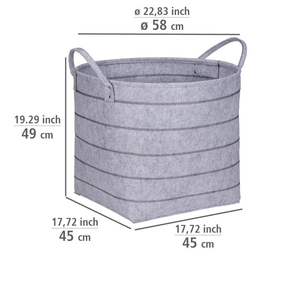 Panier de rangement en feutre Nella Gris, taille XL,  Corbeille avec 2 poignées de transport