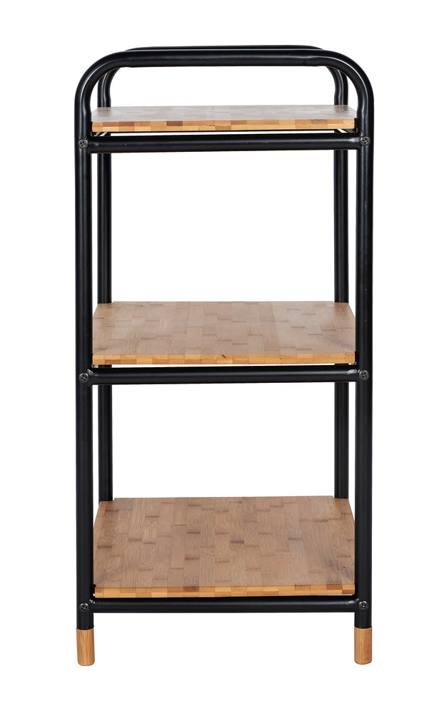 Etagere rangement cuisine Loft, étagère bois et métal noir 3 niveaux, 42x69x33,5 cm  étagère bambou, 3 niveaux