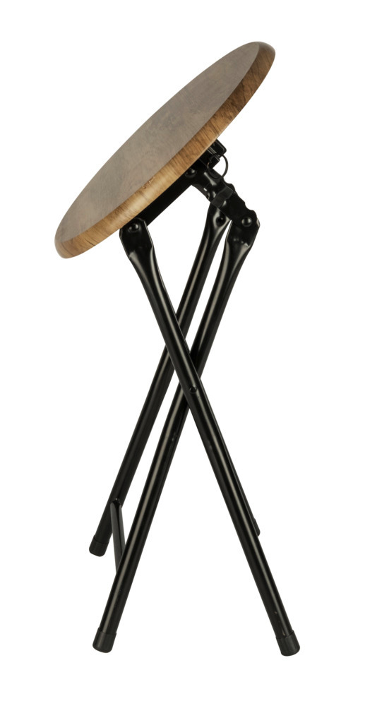 Tabouret d'appoint, tabouret pliablen acier noir et assise en bois, Forio ø30x46 cm  Taboutet d'appoint, bout de canapé