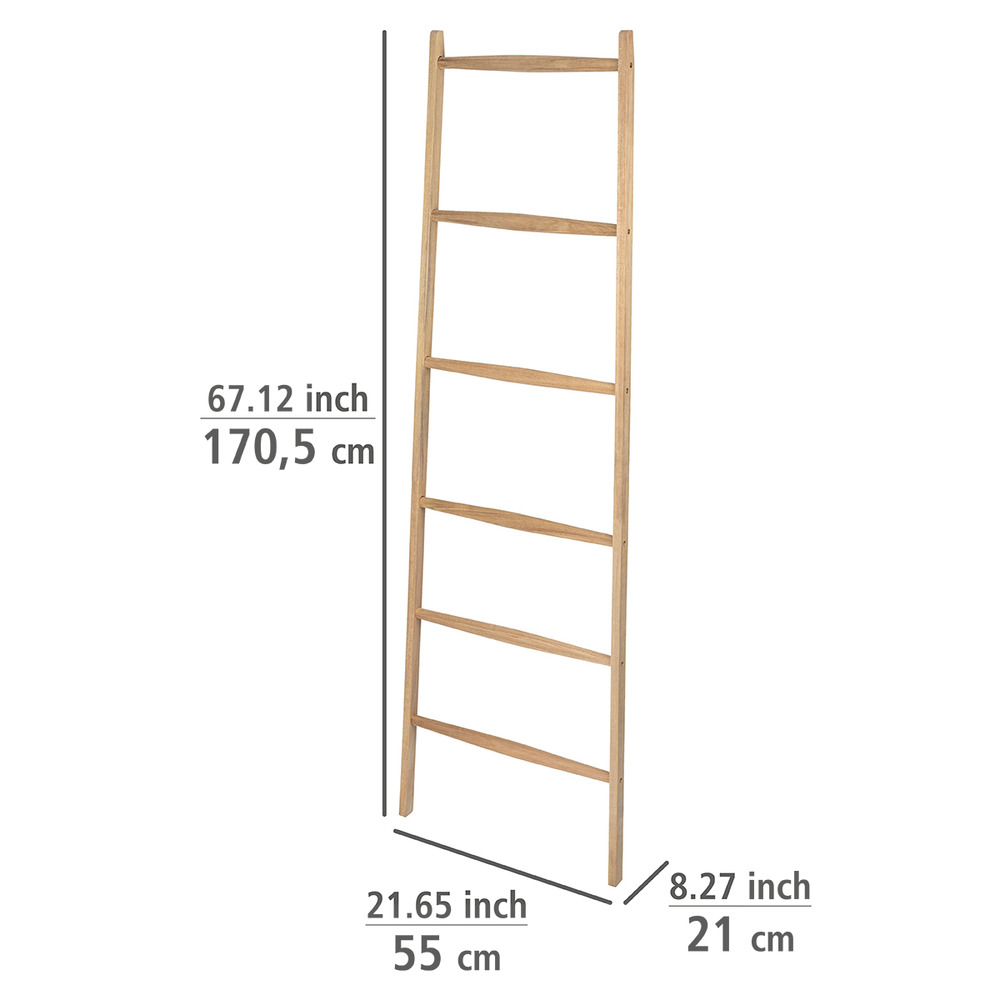 Echelle Porte Serviette, Bois FSC, 6 portants, Acina, 55x170,5x21 cm  Dimensions : 55 x 170,5 x 21 cm