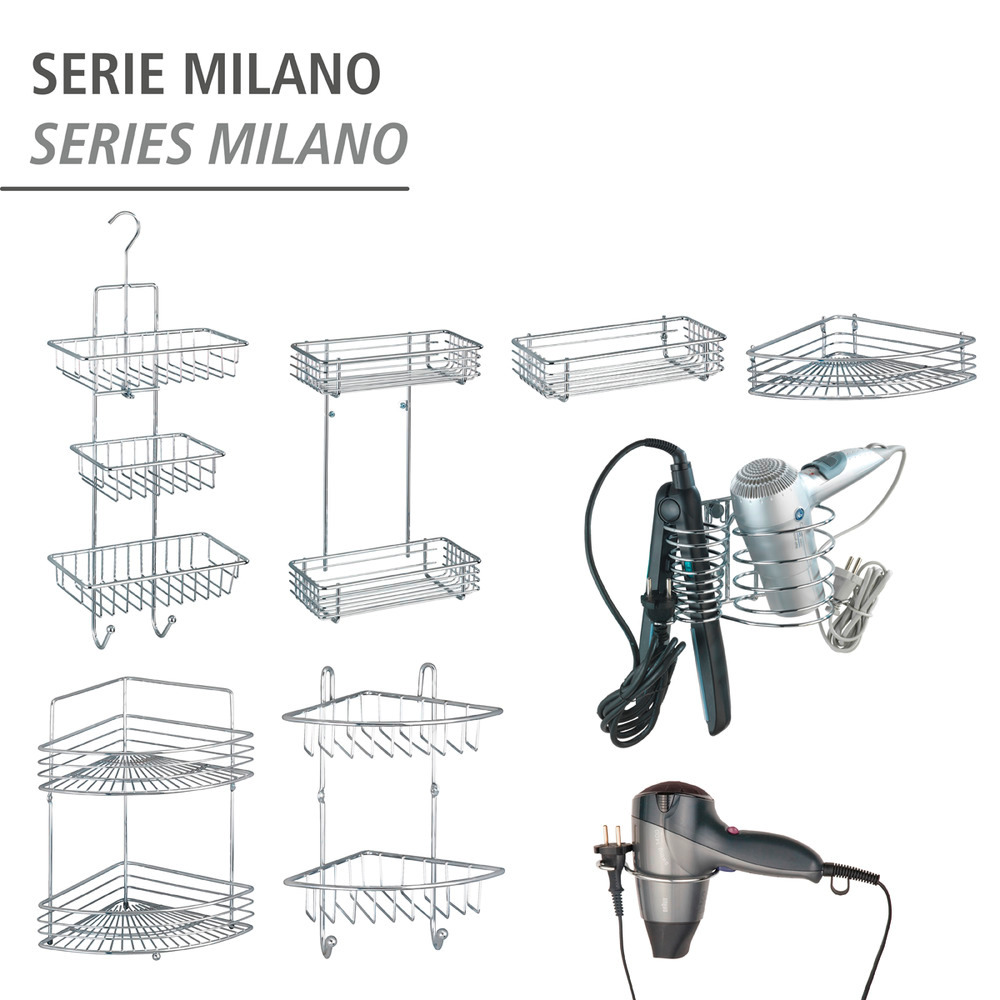 Etagère droite Milano  2 étagères, chrome