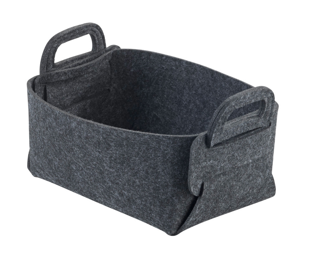 Panier en feutre Nina S Gris foncé  Pliable et peu encombrant pour le rangement