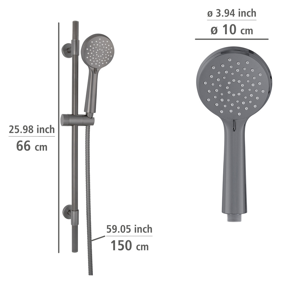 Set de douche Young Gris foncé  Longueur de la barre : 66 cm