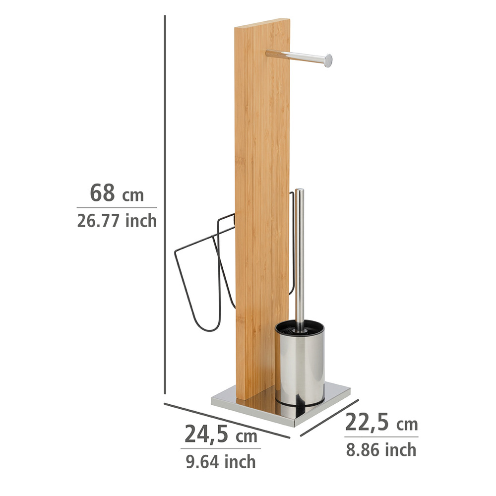 Combiné WC et porte-revues Portofino bambou  porte-brosse WC et dérouleur papier