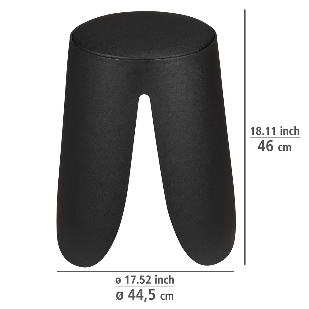 Tabouret de salle de bain Comiso Noir mat  peut supporter jusqu'à 180 kg