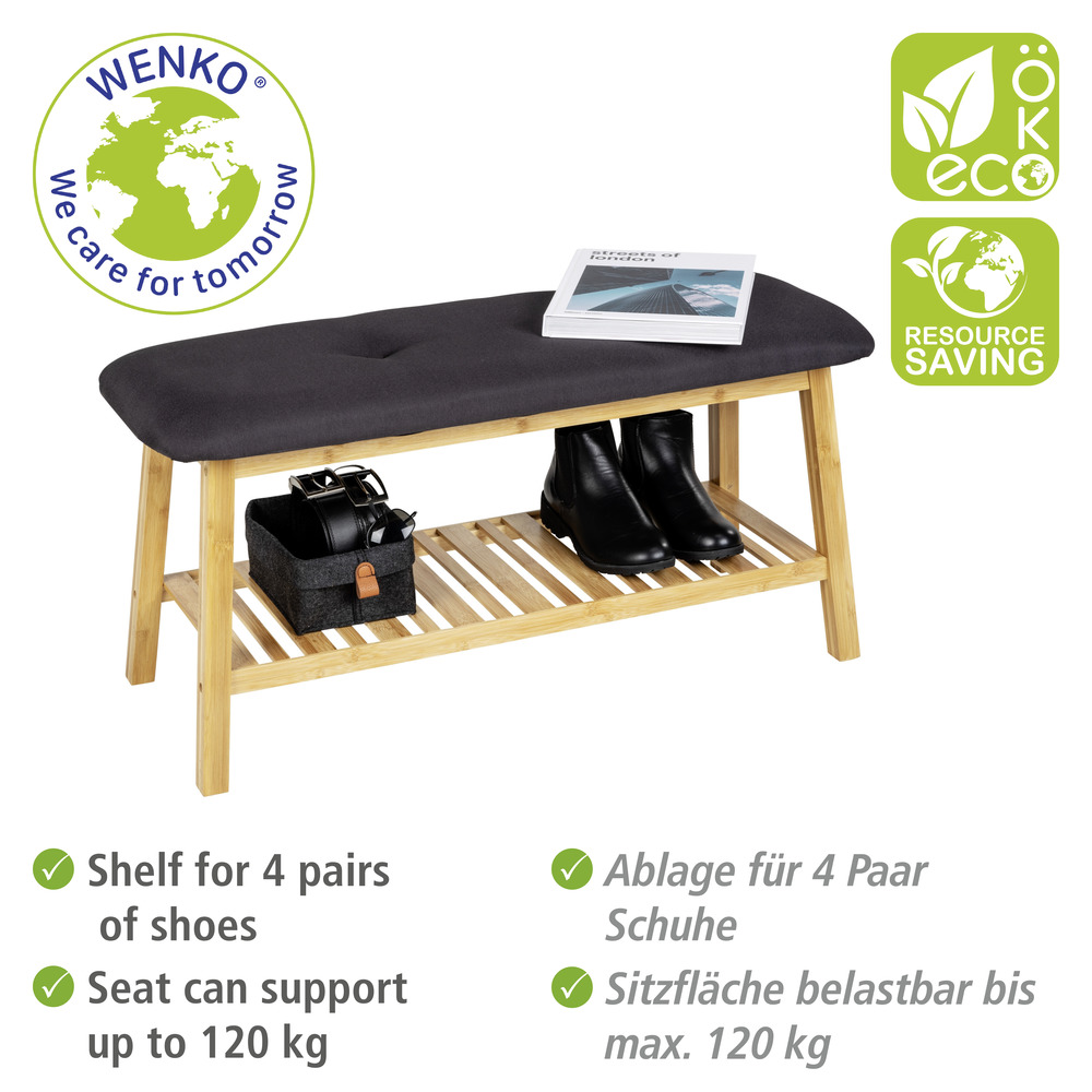 Banc de rangement Ecori  Bambou certifié FSC®, polyester recyclé