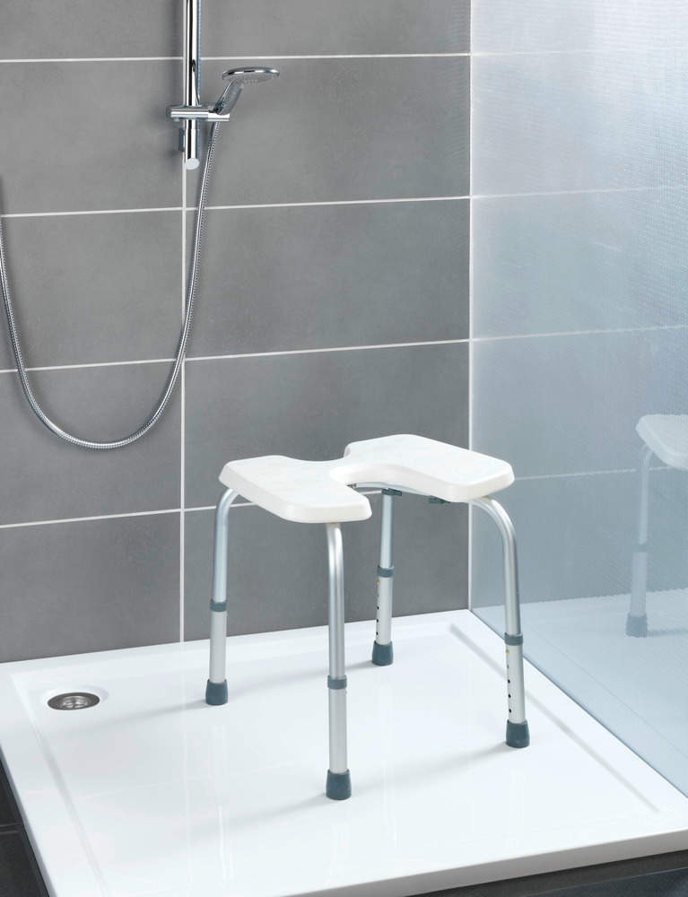 Tabouret de douche hygiénique Secura  réglable en hauteur, capacité de charge 120 kg