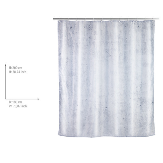 Rideau de douche Concrete  polyester, 180 x 200 cm, lavable