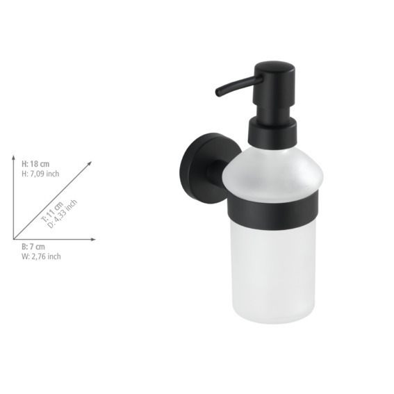 Distributeur de savon Bosio Black mat  capacité d'environ 200 ml