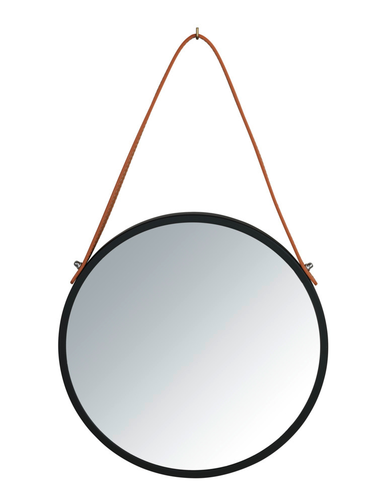 Miroir mural Borrone rond  avec sangle de suspension