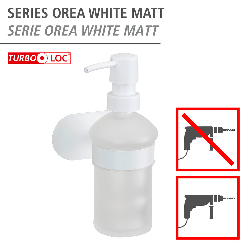 Distributeur de savon Turbo-Loc® Orea White matt  en acier inoxydable