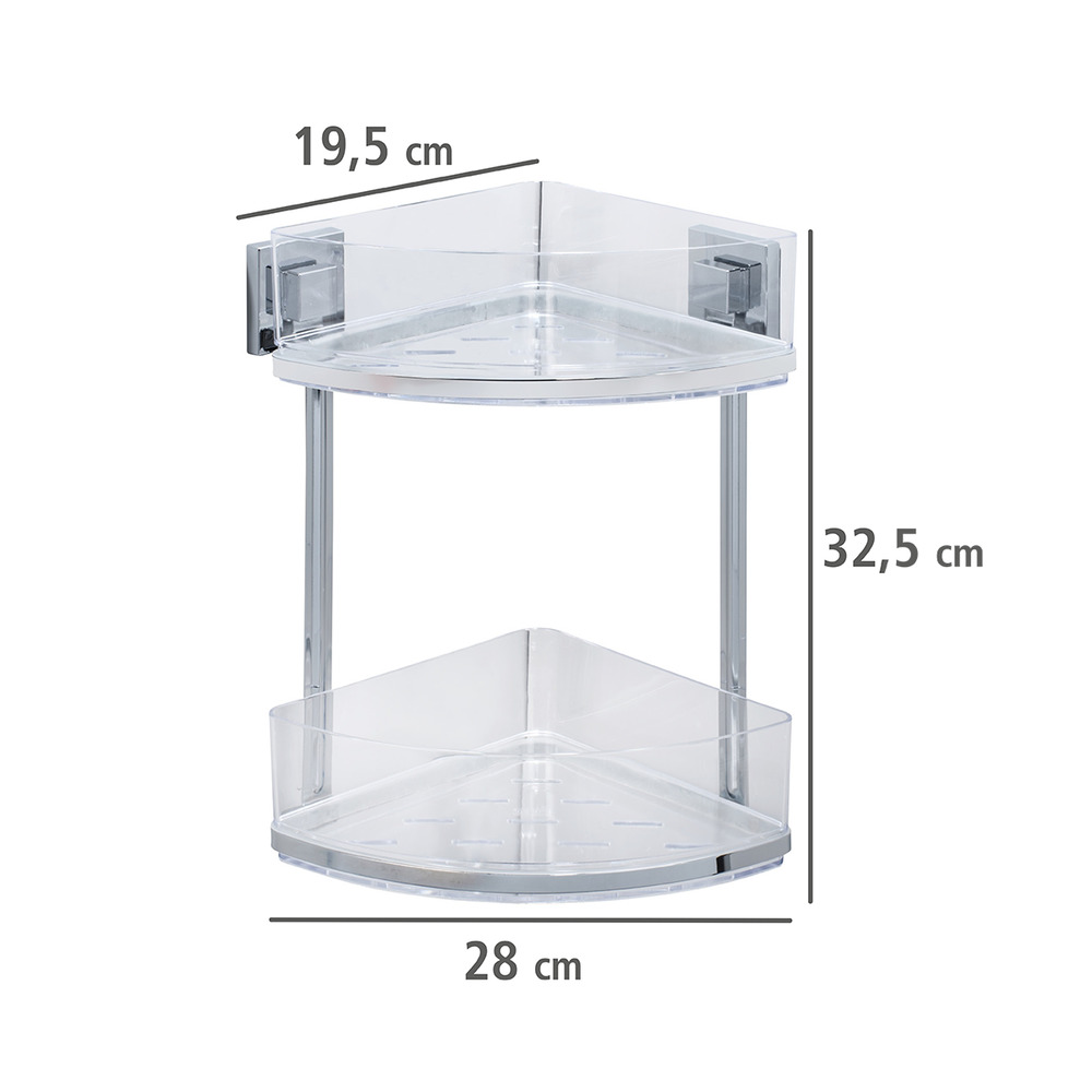 Vacuum-Loc® étagère d'angle en acier inox Quadro 2 niveaux  fixer sans percer