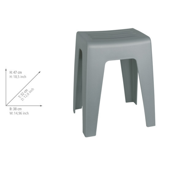 Tabouret pour salle de bain Kumba gris  plastique