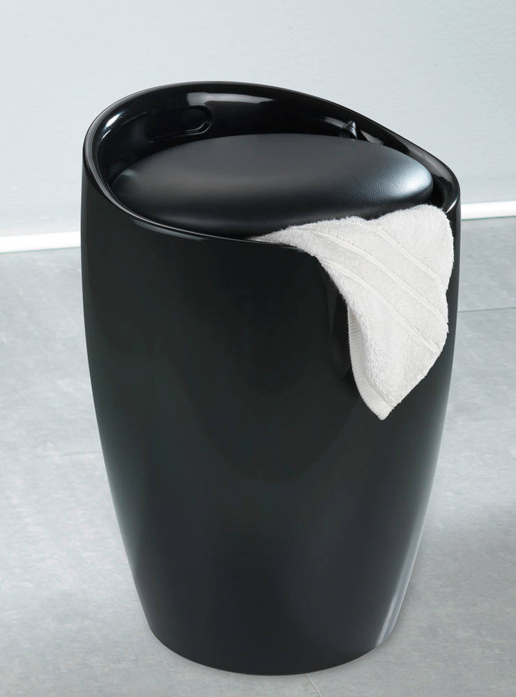 Tabouret de salle de bain Candy noir  coffre à linge