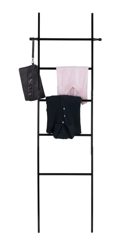 Echelle porte serviette sur pied, porte serviette bambou, noir, Loft, H170 cm  échelle décorative, bambou