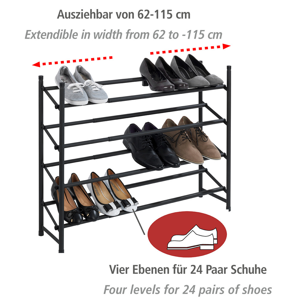 Étagère à chaussures antiglissante Hero extensible  en métal laqué époxy