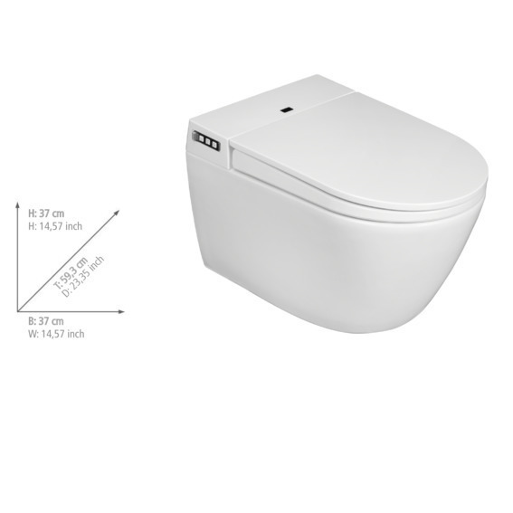 Abattant WC  Smart Toilet avec fonctions de nettoyage en céramique sans rebord 