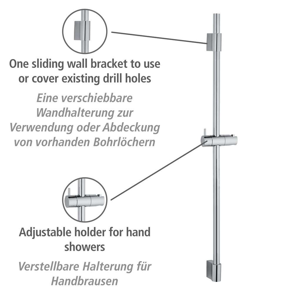 Barre de douche Classic argent  Longueur barre : 90 cm