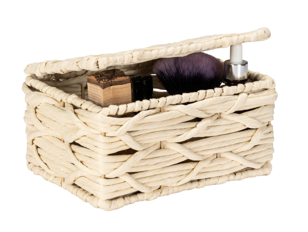 Boîte de rangement Vabriano Beige, avec couvercle  en papier tressé de qualité supérieure