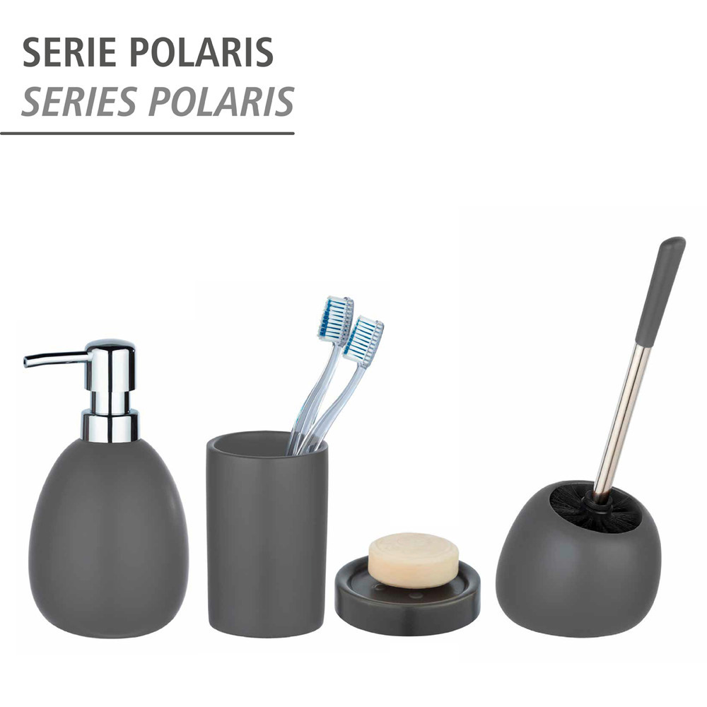 Distributeur de savon Polaris gris mat  céramique, 390 ml