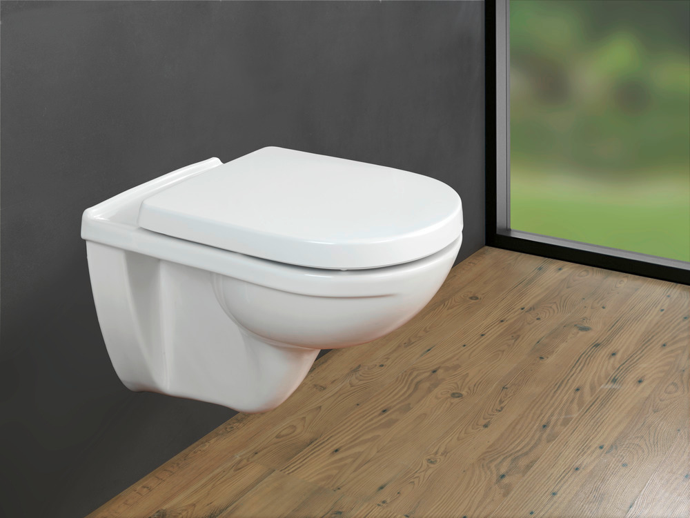 Abattant WC avec frein de chute Exclusive Nr. 3, convient pour Villeroy & Boch O.novo, fixation inox, duroplastique, 37,5 x 46 cm, blanc  Duroplast antibactérien, avec frein de chute