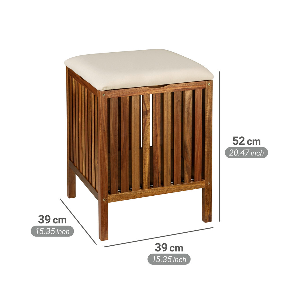 Tabouret de salle de bain mod. Fondi  en bois d'acacia massif