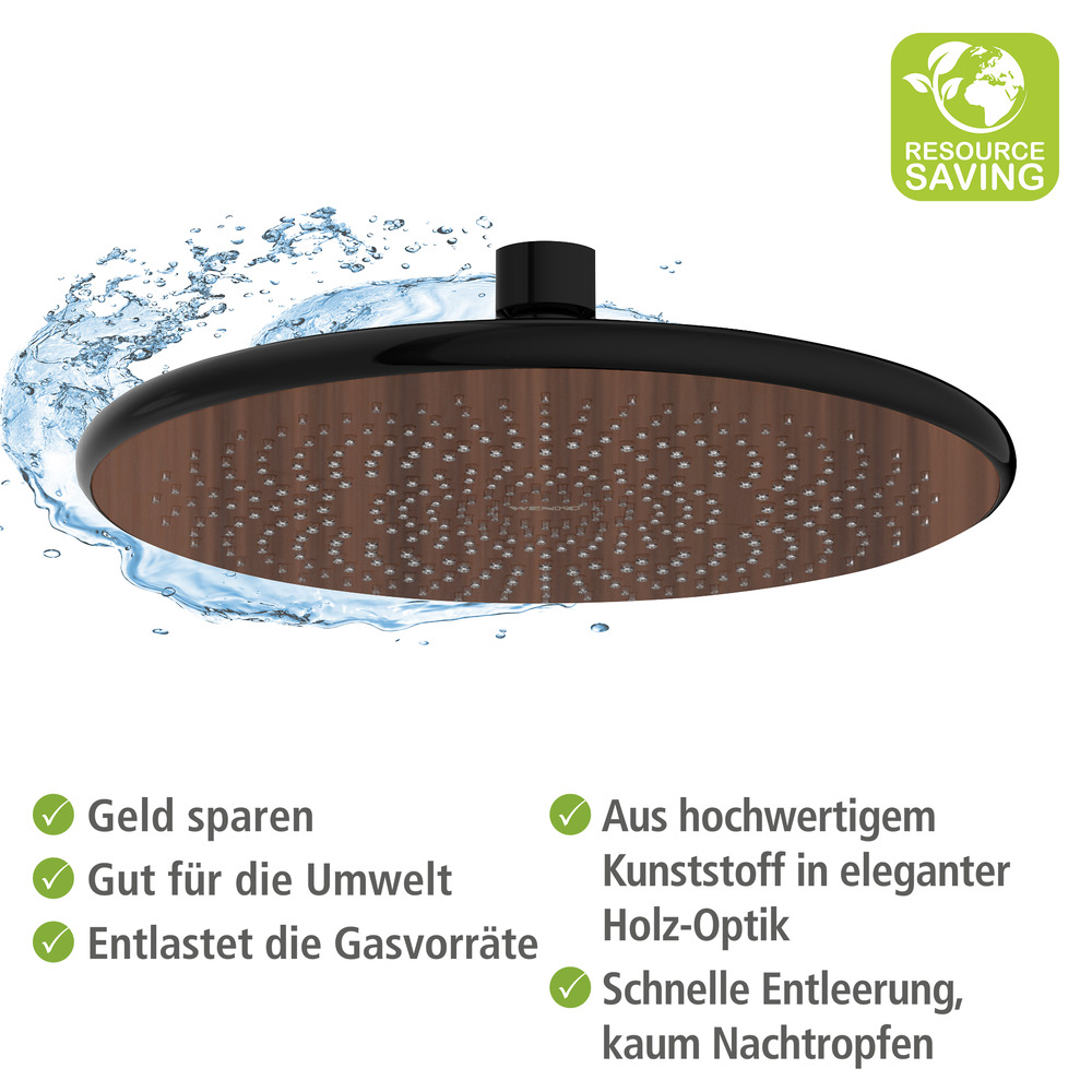 Pommeau de douche Wood  effet pluie, Ø 12 cm, économiseur d'eau