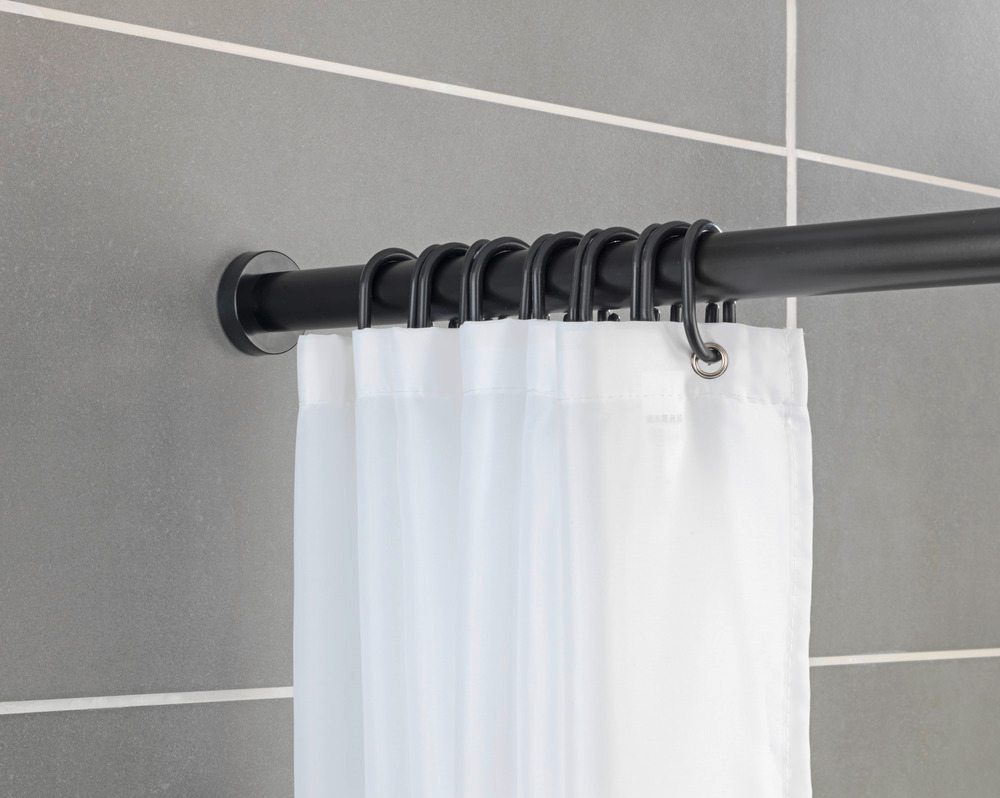 Barre de douche extensible, tringle rideau de douche 100% inox noir, 70-115 cm  Tringle de douche extensible en aluminium inoxydable