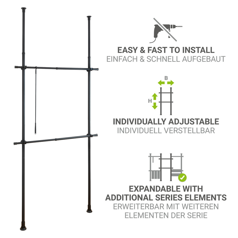 Système télescopique Herkules Basic Noir  en acier revêtu par poudre