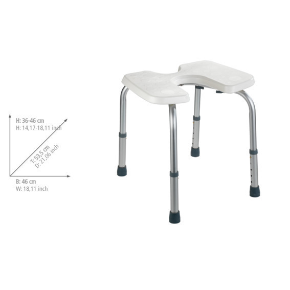 Tabouret de douche hygiénique Secura  réglable en hauteur, capacité de charge 120 kg