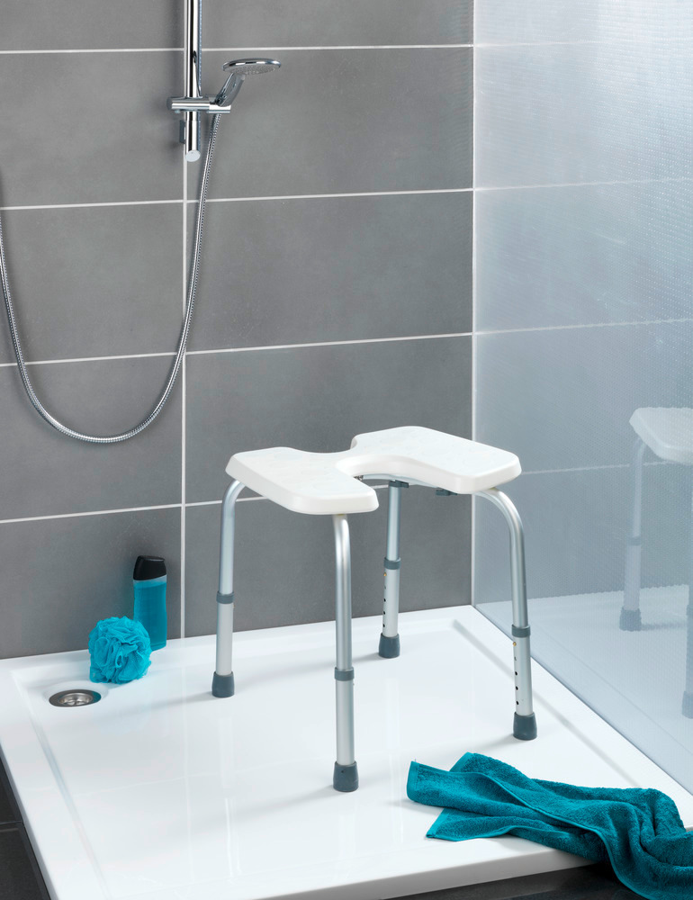 Tabouret de douche hygiénique Secura  réglable en hauteur, capacité de charge 120 kg