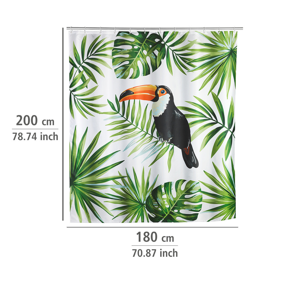 Rideau de douche Tucan  polyester, 180 x 200 cm, lavable