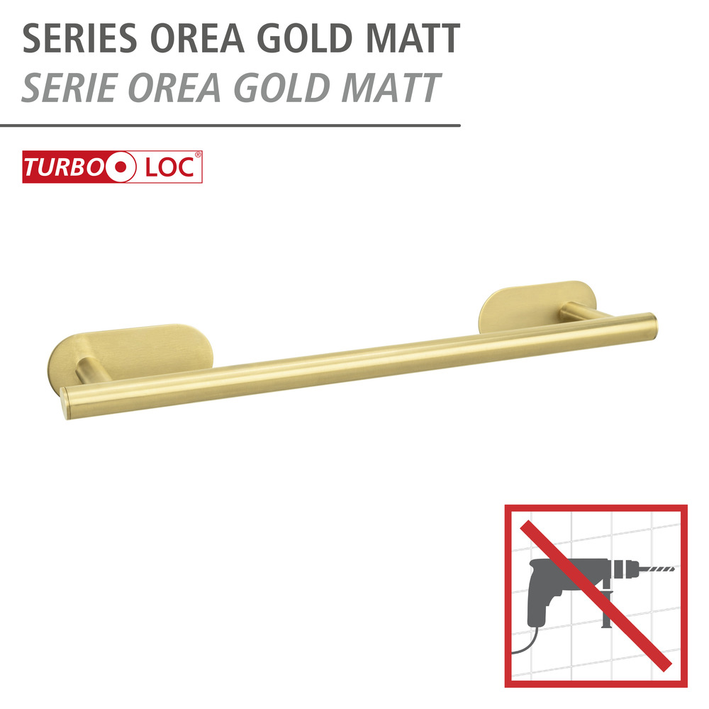 Porte-serviette Turbo-Loc® Orea doré, 40 cm  Fixation sans perçage