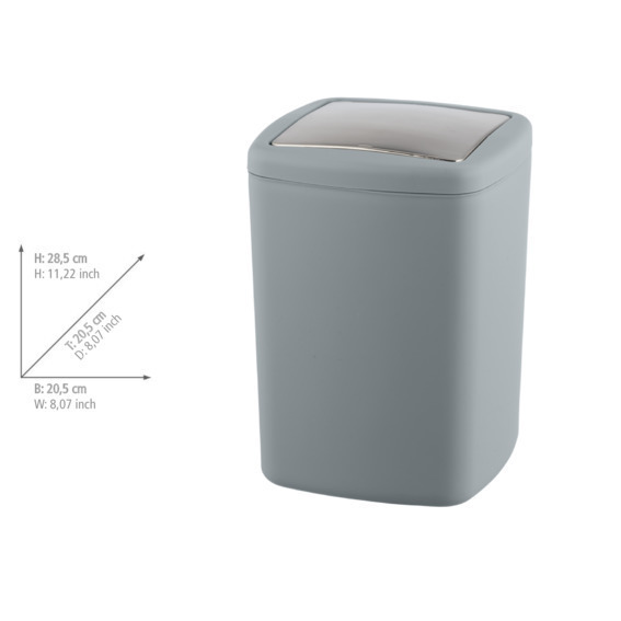 Poubelle Barcelona gris  plastique spéciale, incassable, 8,5 l