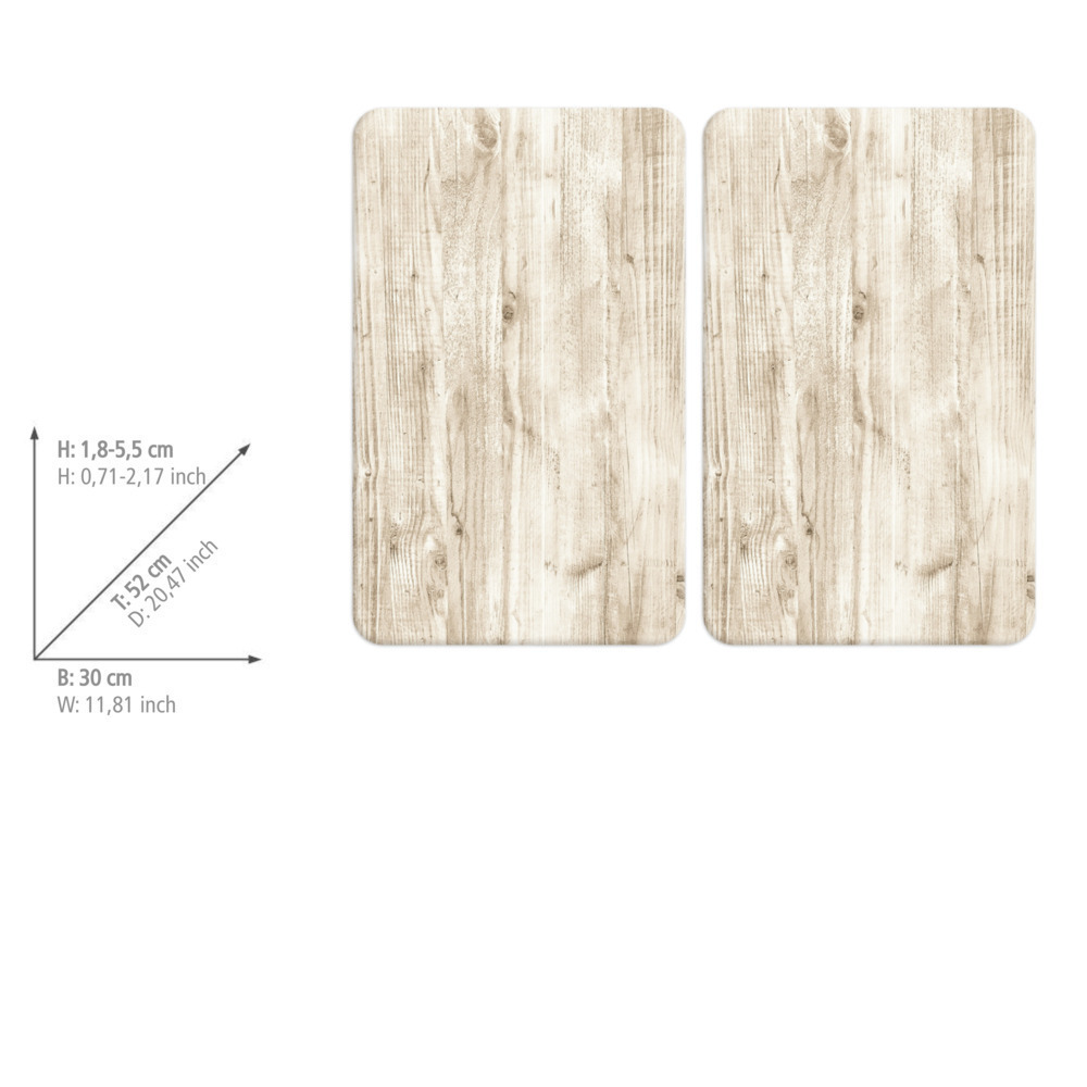 Protection plaque de cuisson en verre, effet bois, lot de 2  pour tous les types de feux