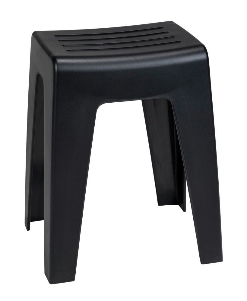 Tabouret salle de bain noir mat Kumba  avec panier à linge intégré