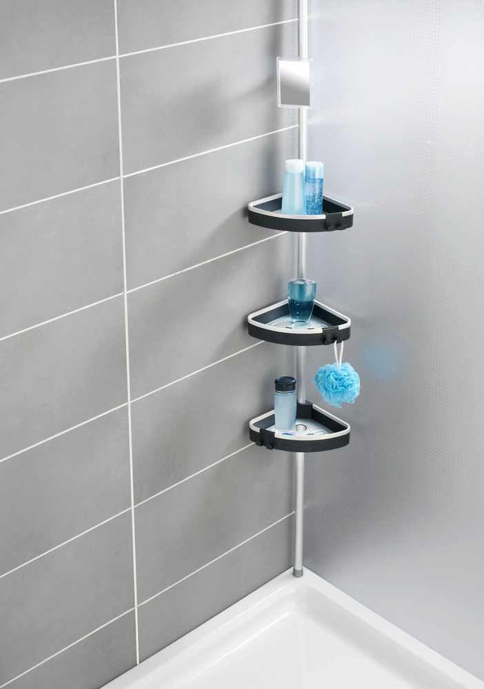 Étagère de douche télescopique Wave  avec 3 étagères et miroir