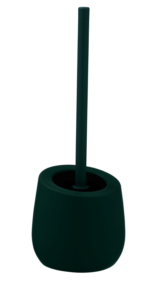 Porte-brosse WC Badi vert foncé mat  avec brosse WC incluse en silicone noir