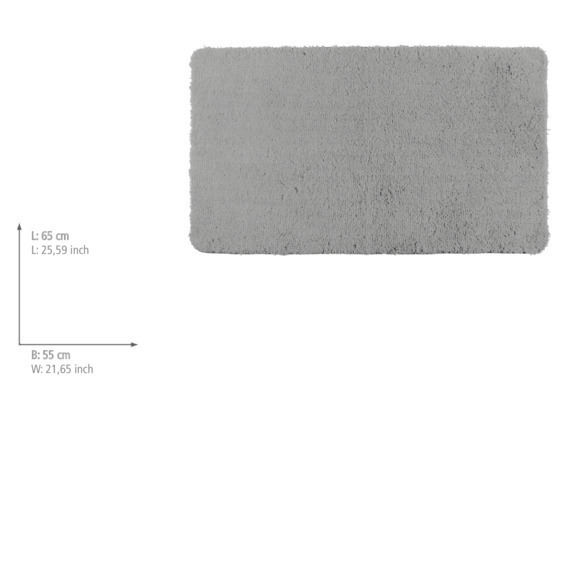 Tapis de bain Belize gris clair  microfibre, 55 x 65 cm