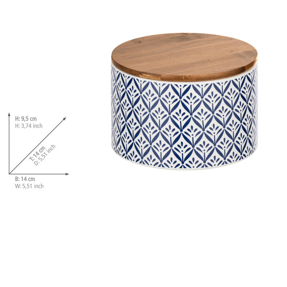 Boîte de rangement Lorca 0,75 l  Boîte en céramique au motif d'ornement méditerranéen bleu et blanc