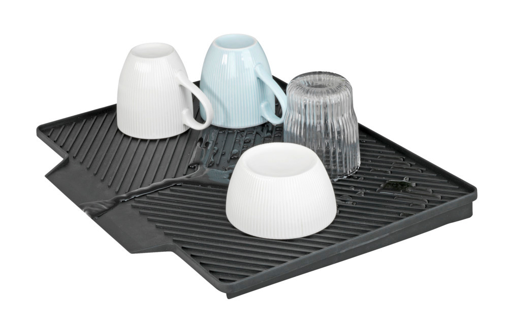 Egouttoir vaisselle cuisine noir Nelia avec tapis egouttoir  Surface inclinée pour un écoulement optimal de l'eau